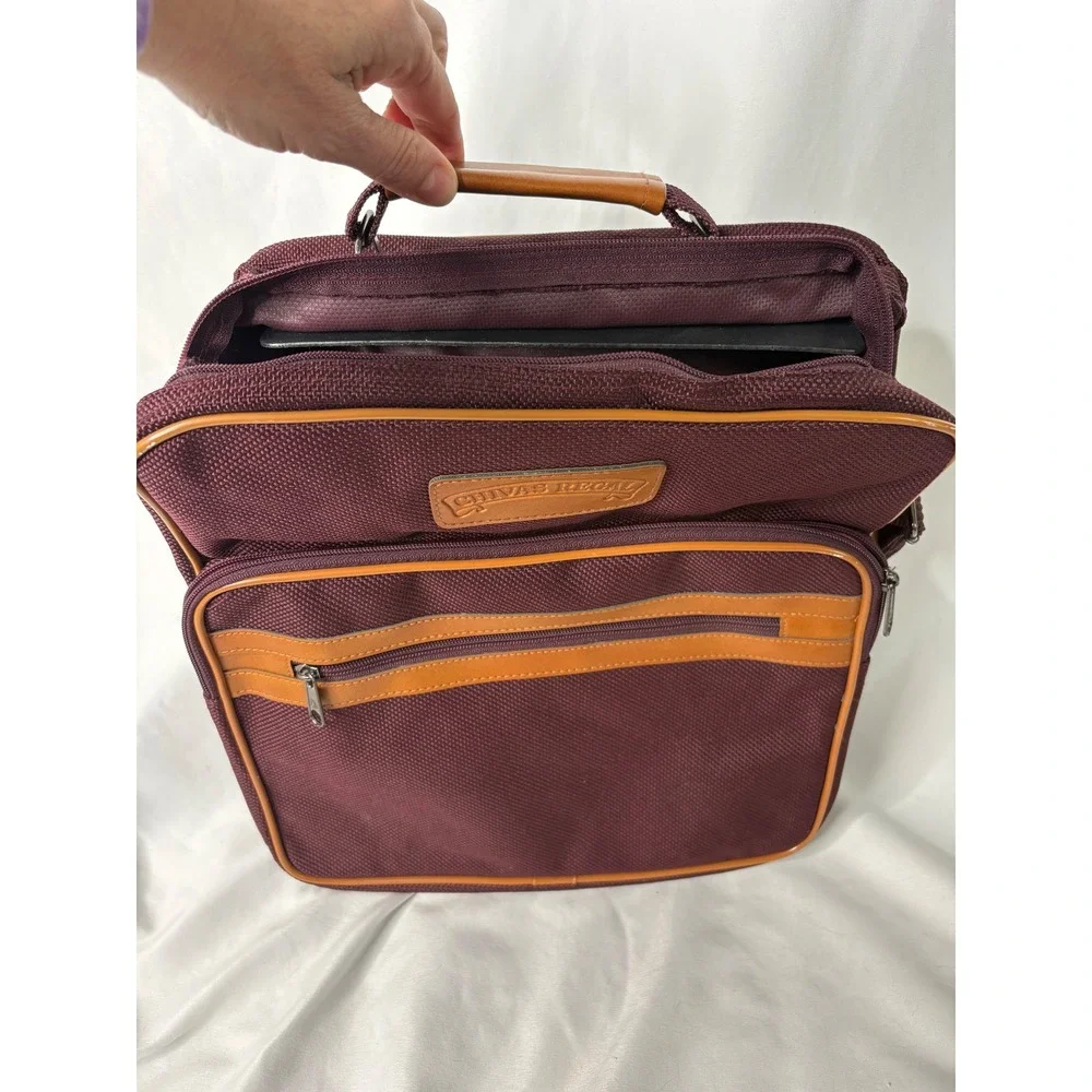 Vintage Chivas Regal Messenger Bag Burgundy Canvas Crossbody‎ Shoulder Bag Retro